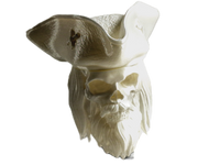 FlexiMech Pirate Bearded Skull 4.75"Tall Statue Collection #4 With Stand Pearl White