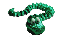 Flexi-Mech Green Cartoon RattleSnake Fully Articulated Open Mouth Mechanical 3d Printed Fidget Toy