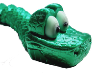Flexi-Mech Green Cartoon RattleSnake Fully Articulated Open Mouth Mechanical 3d Printed Fidget Toy