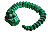 Flexi-Mech Green Cartoon RattleSnake Fully Articulated Open Mouth Mechanical 3d Printed Fidget Toy
