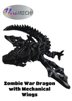 Flexi-Mech Zombie War Dragon Articulated 3d Printed Onyx Black Mechanical Fidget Toys