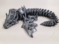 Flexi-Mech Zombie War Dragon Articulated 3d Printed Shiny Silver Mechanical Fidget Toys
