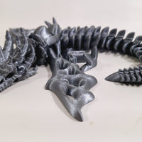 Flexi-Mech Zombie War Dragon Articulated 3d Printed Shiny Silver Mechanical Fidget Toys