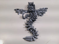 Flexi-Mech Zombie War Dragon Articulated 3d Printed Shiny Silver Mechanical Fidget Toys