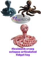 Dieymond Eyes Crazy 3D Printed Octopus Flexible Articulated 5.5" Fidget 8 Legs Bling Toy