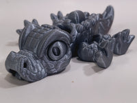 Flexi-Mech Hungry Walking Crocodile Mechanical Articulated Shiny Silver 3D Printed Fidget Toy