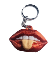 Fleximech Sexy Red Lips Silver Tone Keychain Romantic Valentines Backpack Charm