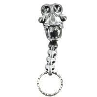 Fleximech Goofy-Tooth Skull Silver Tone KeyChain Choose Color