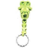 Fleximech Goofy-Tooth Skull Silver Tone KeyChain Choose Color