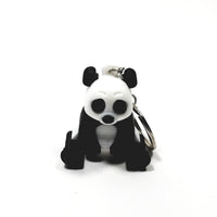 Panda Bear Black & White Silver Tone 2.75" Keychain