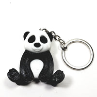 Panda Bear Black & White Silver Tone 2.75" Keychain