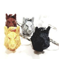 FlexiMech Werewolf Detailed 3d Wolf Head Keychain Silver Tone Keyring Choose Color