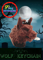 FlexiMech Werewolf Detailed 3d Wolf Head Keychain Silver Tone Keyring Choose Color