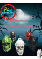 Fleximech Skeleton Detailed 3d Skull Silver Tone KeyChain Choose Color