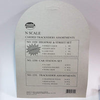 Model Power #1329 N Scale Lited Highway & Street 6 Handpainted Lighted Structures Exxon,Lamp,Clock & Billboards