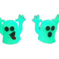 Ghosts Galore Set Of Two 3.5" Figures Boo Face & Toungue Hanging Glow In DarkToy Ghosts