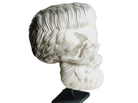 FlexiMech Beard & Skull Head Full Of Hair 4.5"Tall Statue Collection #13 With Stand Pearl White
