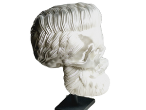 FlexiMech Beard & Skull Head Full Of Hair 4.5"Tall Statue Collection #13 With Stand Pearl White