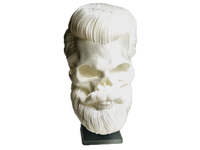 FlexiMech Beard & Skull Head Full Of Hair 4.5"Tall Statue Collection #13 With Stand Pearl White
