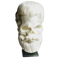 FlexiMech Beard & Skull Head Full Of Hair 4.5"Tall Statue Collection #13 With Stand Pearl White