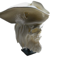 FlexiMech Pirate Bearded Skull 4.75"Tall Statue Collection #4 With Stand Pearl White