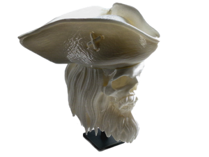 FlexiMech Pirate Bearded Skull 4.75"Tall Statue Collection #4 With Stand Pearl White