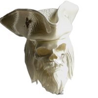 FlexiMech Pirate Bearded Skull 4.75"Tall Statue Collection #4 With Stand Pearl White