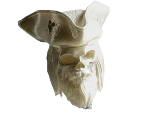 FlexiMech Pirate Bearded Skull 4.75"Tall Statue Collection #4 With Stand Pearl White