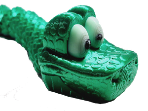 Flexi-Mech Green Cartoon RattleSnake Fully Articulated Open Mouth Mechanical 3d Printed Fidget Toy