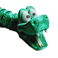 Flexi-Mech Green Cartoon RattleSnake Fully Articulated Open Mouth Mechanical 3d Printed Fidget Toy