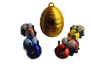 Dieymond Eyes Bumble Bee & Bee Hive Tiny Articulated 3d Printed Fidget Toy Choose Color