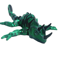 FlexiMech Long Horned Chameleon Flexible Fully Articulated 3d Printed Lizard 10" Reptile Fidget Toy
