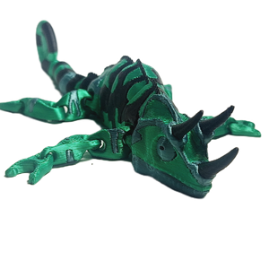 FlexiMech Long Horned Chameleon Flexible Fully Articulated 3d Printed Lizard 10" Reptile Fidget Toy