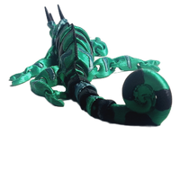 FlexiMech Long Horned Chameleon Flexible Fully Articulated 3d Printed Lizard 10" Reptile Fidget Toy
