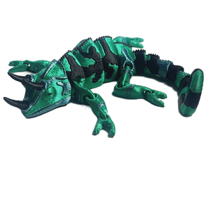 FlexiMech Long Horned Chameleon Flexible Fully Articulated 3d Printed Lizard 10" Reptile Fidget Toy