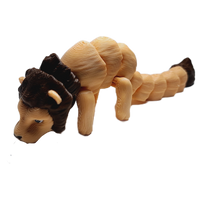 FlexiMech Baby Lion 2.5" Articulated  3d Printed Flexible Jungle Animal Fidget Toy
