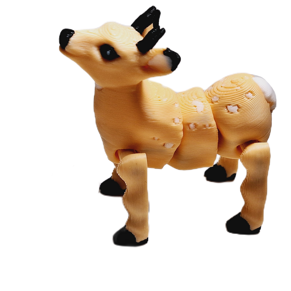 Fleximech Mini Deer Articulated 3d Printed Flexible Forest Animals Fidget Toy Figure (Deer (Baby Doe) 1.5