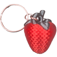 FlexiMech Strawberry Mini 3D Red Delicious Fruit  Keychain 1.75" Tall  Figure