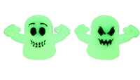 Ghosts Galore Set Of Two 2" Figures Smiley Face & Angry Face Glow In Dark Toy Ghosts
