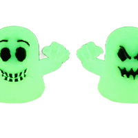 Ghosts Galore Set Of Two 2" Figures Smiley Face & Angry Face Glow In Dark Toy Ghosts