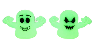 Ghosts Galore Set Of Two 2" Figures Smiley Face & Angry Face Glow In Dark Toy Ghosts