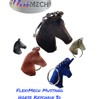 FlexiMech Mustang Horse Keychain 3D Printed Mini Statue Head Choose Color