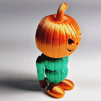 FlexiMech Longtooth Jack 5" Articulated Scary Pumkin Figure 3d Printed Fidget Toy
