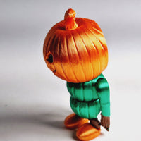 FlexiMech Longtooth Jack 5" Articulated Scary Pumkin Figure 3d Printed Fidget Toy
