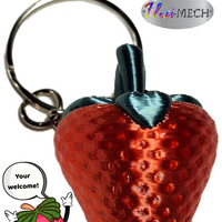 FlexiMech Strawberry Mini 3D Red Delicious Fruit  Keychain 1.75" Tall  Figure