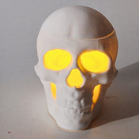 FlexiMech Human  Skull Tealight Lamp 3.5"Tall Sculpture Bone White Tealight Cover Candle Holder