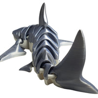 FlexiMech Great White Shark 3D Printed Articulated Realistic Ocean Predator Fidget Toy