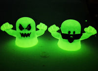 Ghosts Galore Set Of Two 2" Figures Peeping Tom & Angry Face Glow In Dark Toy Ghosts
