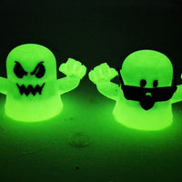 Ghosts Galore Set Of Two 2" Figures Peeping Tom & Angry Face Glow In Dark Toy Ghosts