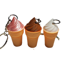 Fleximech Ice Cream Cone Detailed 3d  Printed Silver Tone KeyChain Choose Color

